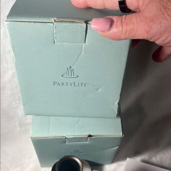 PartyLite Black Metal Flower Candle Holders - Set of 2 - Picture 4 of 5